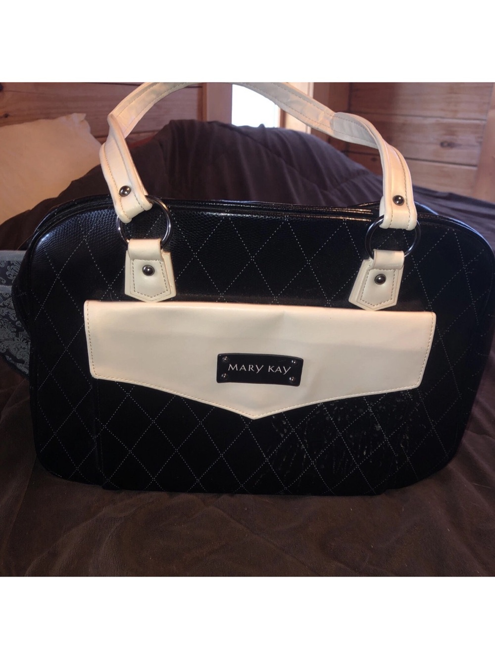 Mary Kay Black and Cream Quilted Shoulder Bag cosmetic